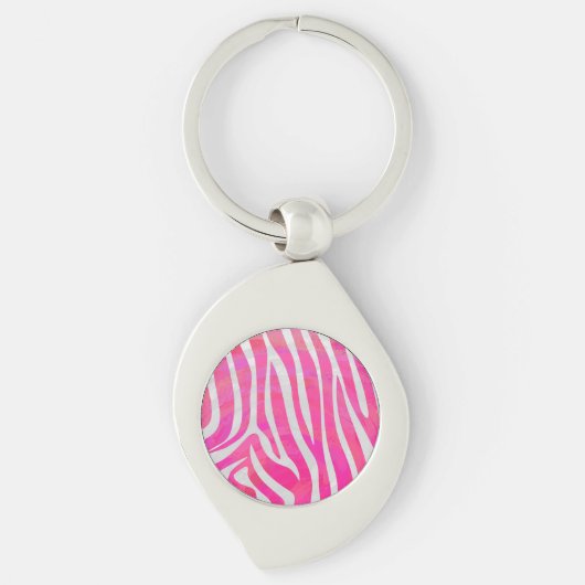 Zebra Hot Rosa und White Print Schlüsselanhänger (Vorderseite)