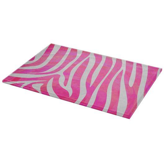 Zebra Hot Rosa und White Print Schneidebrett (Ecke)