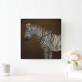 Zebra Illustration Exotic Wildlife Square Quadratische Wanduhr (Zuhause)