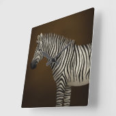 Zebra Illustration Exotic Wildlife Square Quadratische Wanduhr (Winkel)