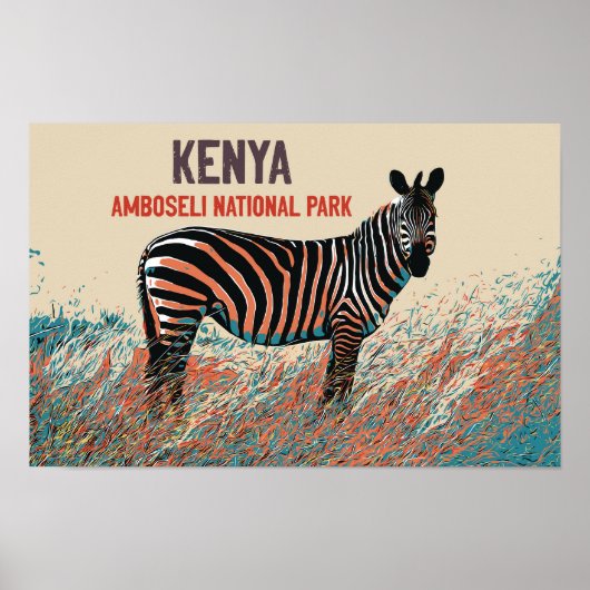 Zebra im Amboseli-Nationalpark, Kenia Poster (Vorne)