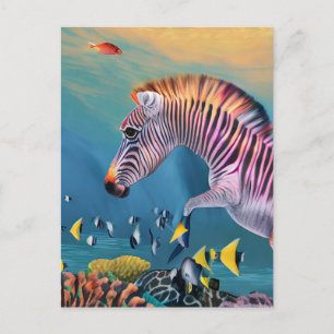 Zebra im Ozean Postkarte