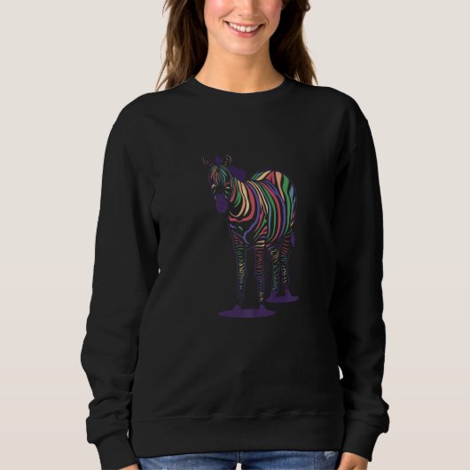 Zebra im Rainbow-Stil Sweatshirt (Vorderseite)