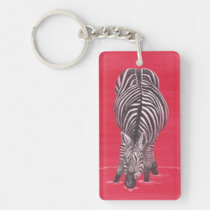 Zebra im roten Schlüsselanhänger