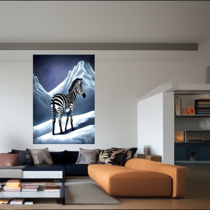 Zebra im schneebedeckten Berg   AI Art Poster