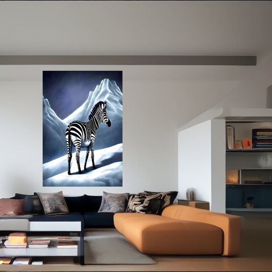 Zebra im schneebedeckten Berg | AI Art Poster