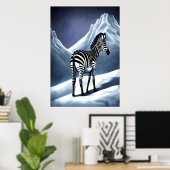 Zebra im schneebedeckten Berg | AI Art Poster (Heimbüro)