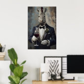 Zebra im Smoking Poster, Tierposter, Zebra im Poster (Heimbüro)