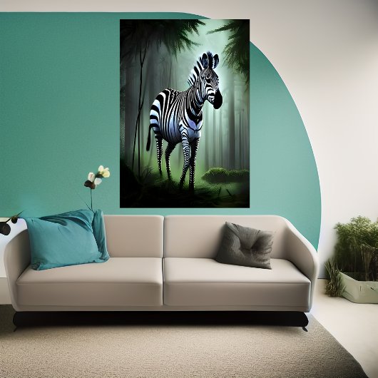 Zebra im Wald | AI Art Poster