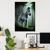 Zebra im Wald | AI Art Poster (Heimbüro)