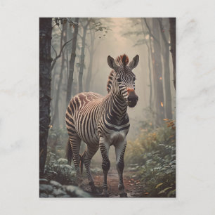 Zebra im Wald Postkarte