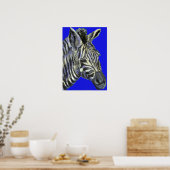 Zebra in blau - Poster (Küche)