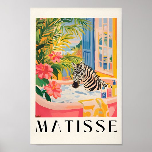 Zebra in der Badewanne Witziges Poster, Badezimmer Poster (Vorne)