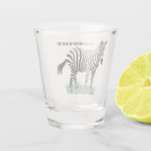Zebra in der grasrealistischen Illustration Schnapsglas (Rückseite)