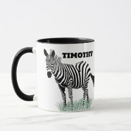 Zebra in der grasrealistischen Illustration Tasse