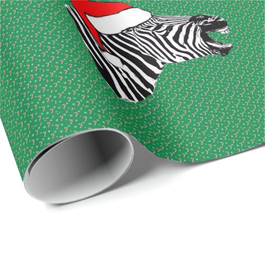 Zebra in der Weihnachtsmannmütze Geschenkpapier (Rolleneckpunkt)