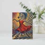 Zebra in einem roten Kleid Fantasy Postkarte (Stehend Vorderseite)