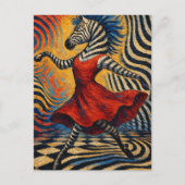 Zebra in einem roten Kleid Fantasy Postkarte (Vorderseite)