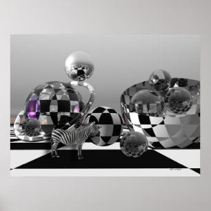 Zebra in einer B&W-Sci-Fi-Welt Poster