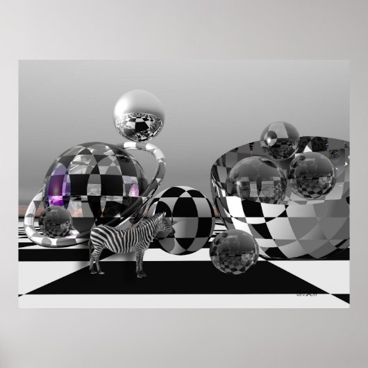 Zebra in einer B&W-Sci-Fi-Welt Poster (Vorne)