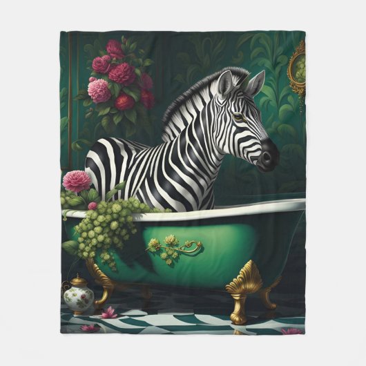 Zebra in einer Badewanne Fleecedecke (Vorderseite)