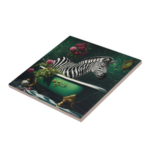 Zebra in einer Badewanne Fliese (Seite)