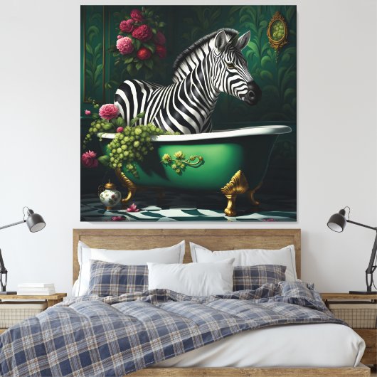 Zebra in einer Badewanne Leinwanddruck (Insitu (Schlafzimmer))