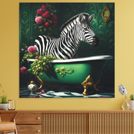 Zebra in einer Badewanne Leinwanddruck (Insitu (Wohnzimmer))