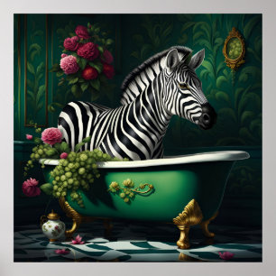 Zebra in einer Badewanne Poster