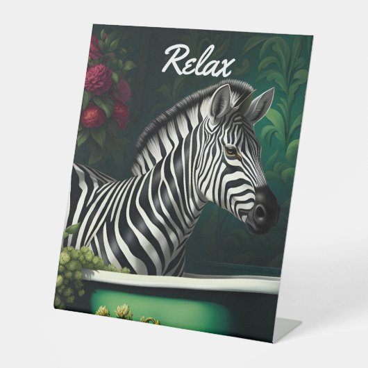 Zebra in einer Badewanne Relax Sockelschild (Vorderseite)