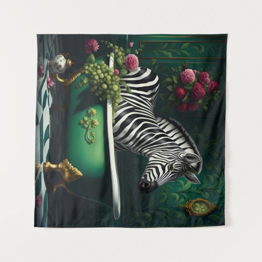 Zebra in einer Badewanne Wandteppich (Vorderseite (Horizontal))