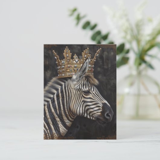 Zebra in einer Goldkrone Postkarte (Stehend Vorderseite)