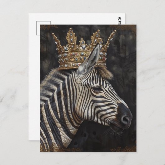 Zebra in einer Goldkrone Postkarte (Vorne/Hinten)