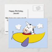Zebra in farbenfrohen Flugzeugkindern Postkarte (Vorne/Hinten)