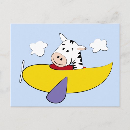 Zebra in farbenfrohen Flugzeugkindern Postkarte (Vorderseite)