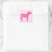 Zebra in Fuchsia und Hellrosa Streifen Square Sti Quadratischer Aufkleber (Tasche)