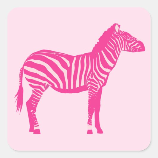 Zebra in Fuchsia und Hellrosa Streifen Square Sti Quadratischer Aufkleber (Vorderseite)