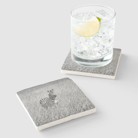 Zebra in hohem Gras Steinuntersetzer (Seitenansicht)