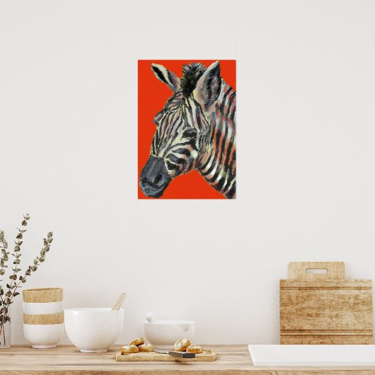 Zebra in rotem Poster (Küche)