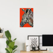 Zebra in rotem Poster (Heimbüro)