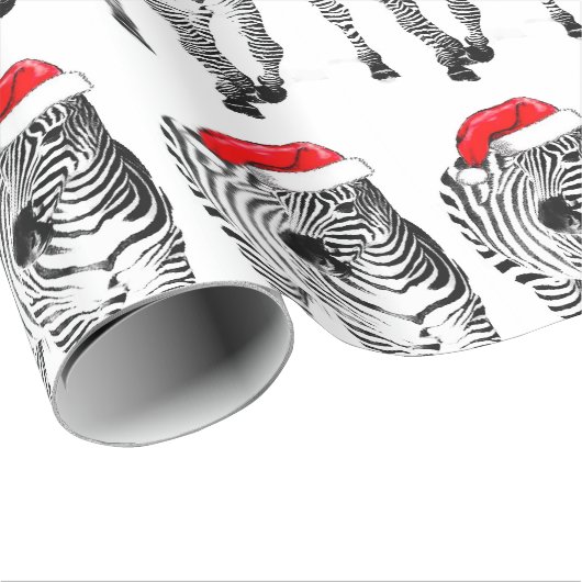 Zebra in Santa Verpackungspapier Geschenkpapier (Rolleneckpunkt)