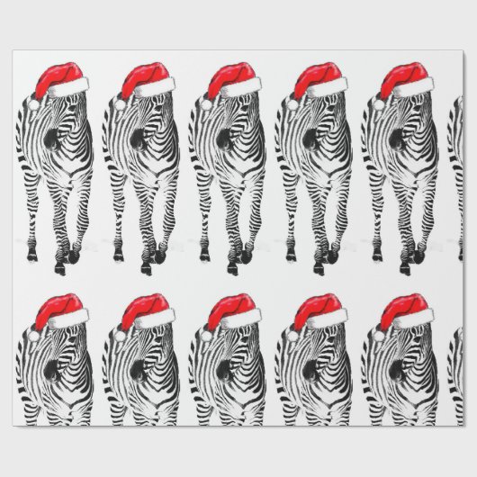 Zebra in Santa Verpackungspapier Geschenkpapier (Flach)