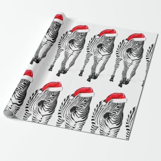 Zebra in Santa Verpackungspapier Geschenkpapier (Ungerollt)