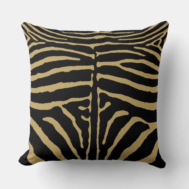 Zebra in Schwarz und Gold Kissen (Vorderseite)