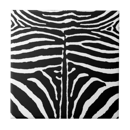 Zebra in Schwarz und Weiß Fliese (Vorderseite)