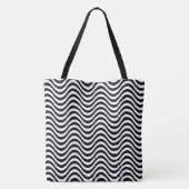 Zebra in Tub Schwarz-weiße Wavy Stripes Psychedeli Tasche (Rückseite)