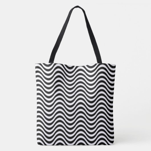 Zebra in Tub Schwarz-weiße Wavy Stripes Psychedeli Tasche (Rückseite)