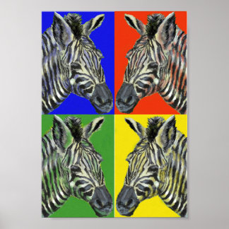 Zebra in vier Farben Poster