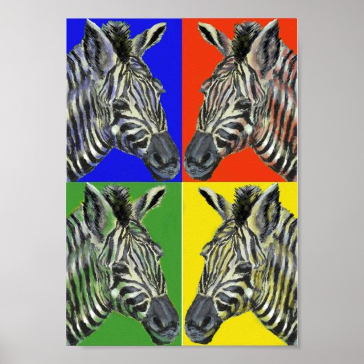 Zebra in vier Farben Poster (Vorne)