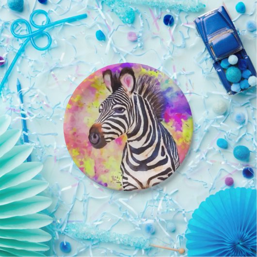 Zebra in Wasserfarbe Pappteller (Party)